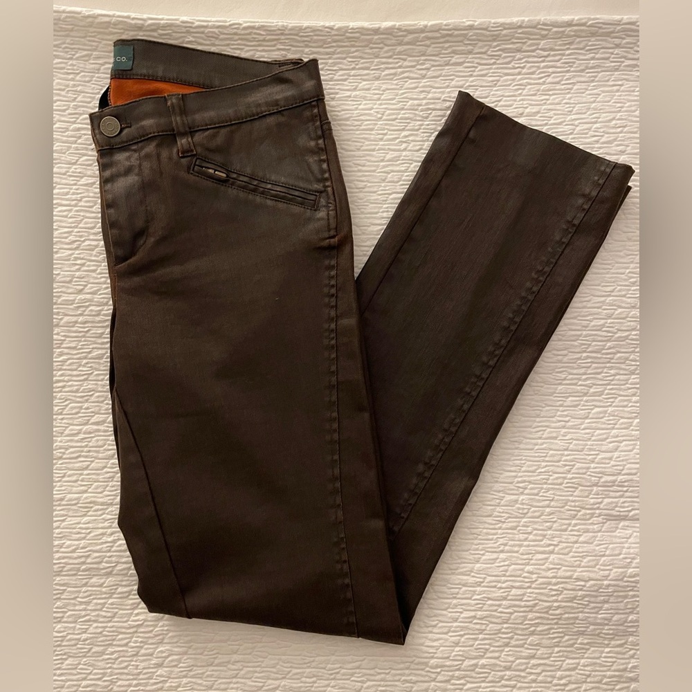 Lauren Jeans Co by Ralph Lauren. Brown Coated Mid-Rise Straight Ankle Jean.